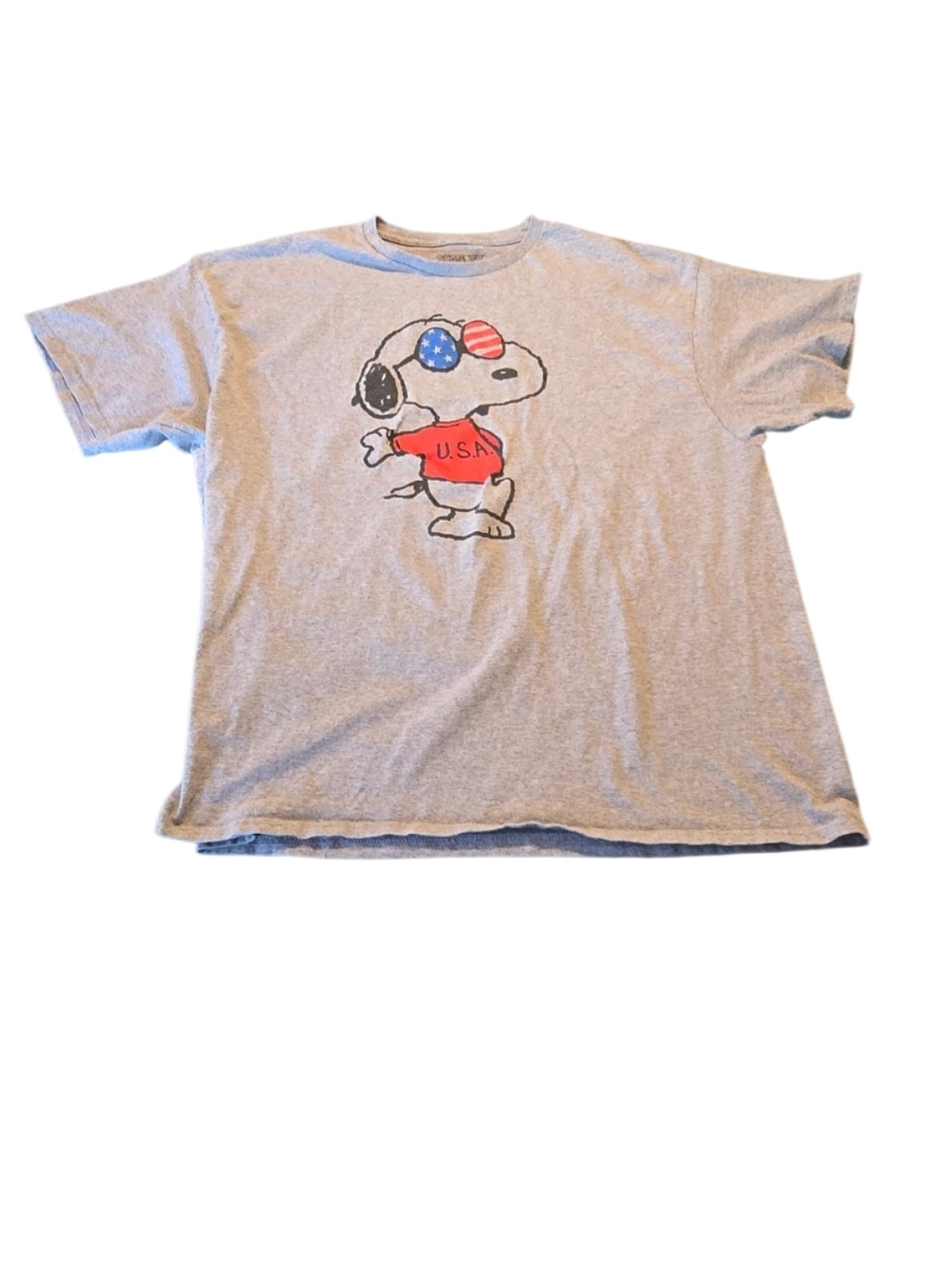 Peanuts Gray Men's Cool Joe Snoopy Tee with USA Accents Size 2X A37